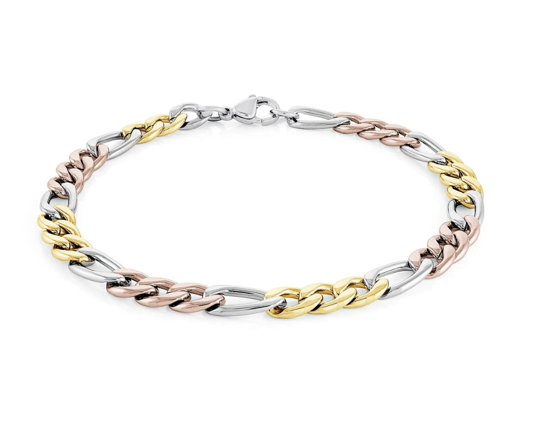 Stainless Tri Gold Bracelet