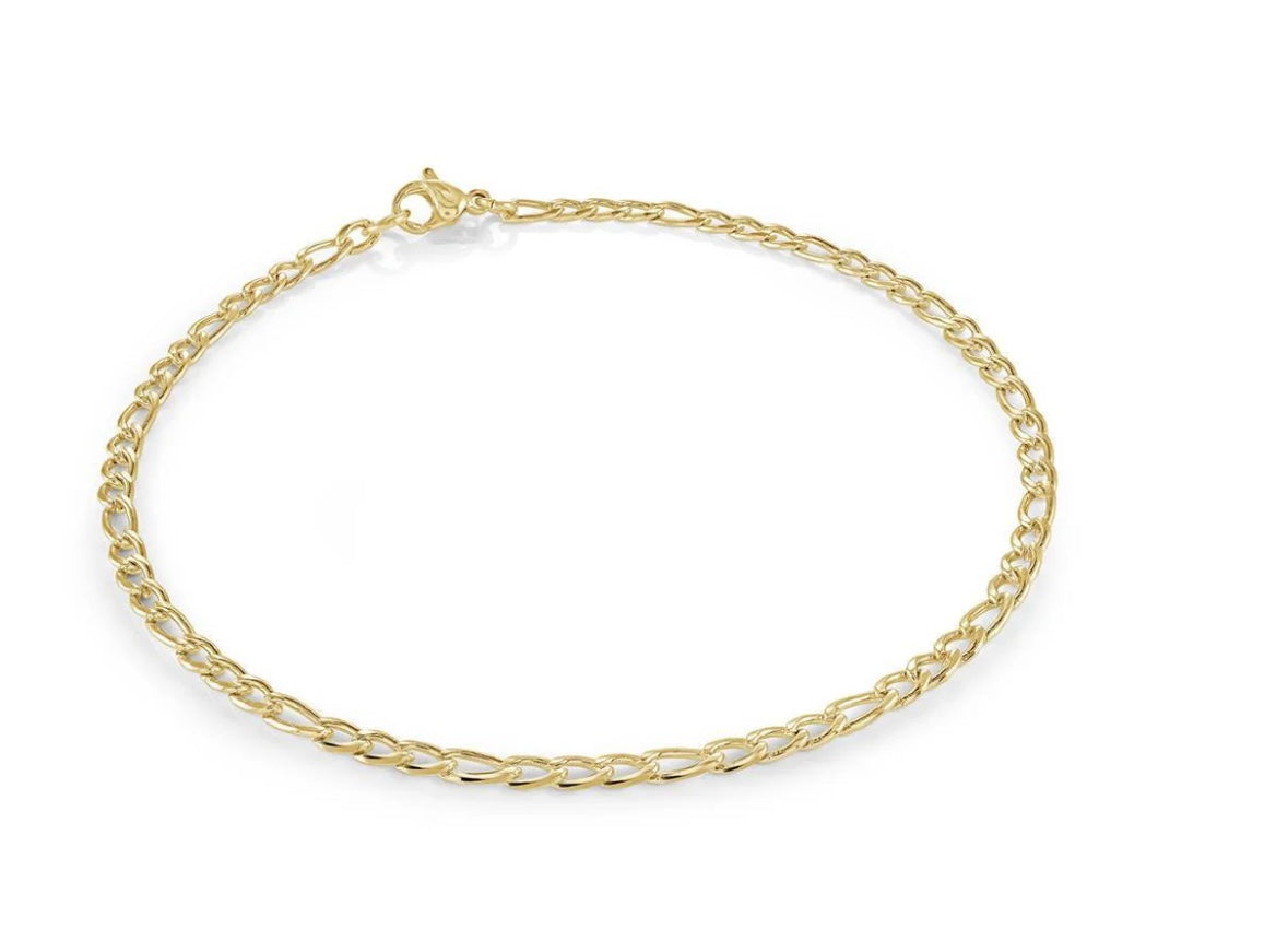 Figaro Gold Plated Bracelet 6.25