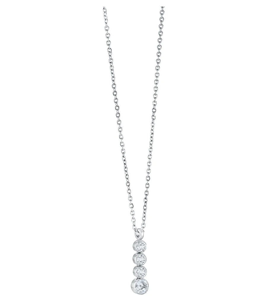 Stainless Steel 4 Stone Drop Necklace