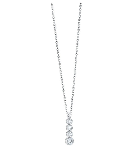 Stainless Steel 4 Stone Drop Necklace