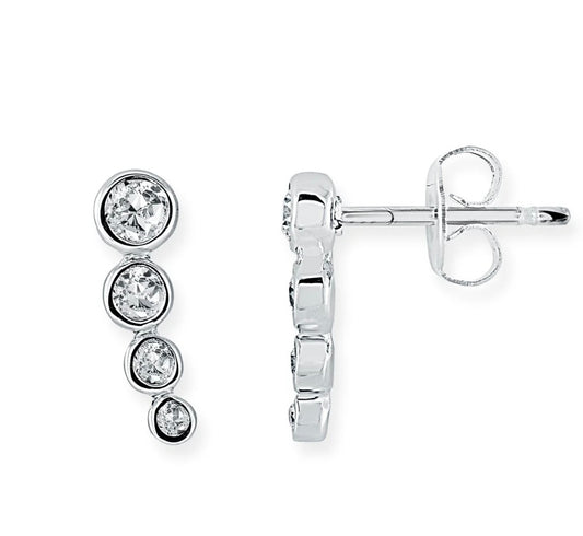 Stainless Steel 4 Stone Drop Stud Earring