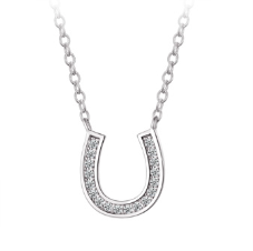 Legend Sterling Silver C/Z Horseshoe Necklace
