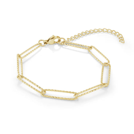 Stainless steel oval link sparkle paperclip bracelet
