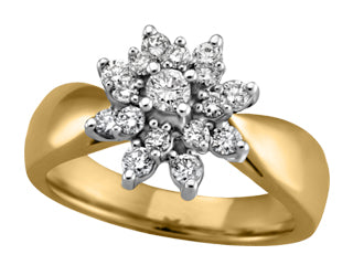 10K Yellow Gold Classic Diamond Cluster