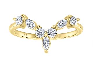 14K Yellow Gold Diamond Chevron Band