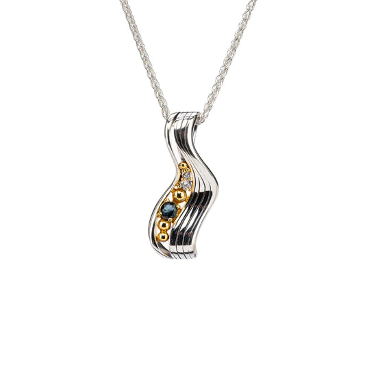 Silver and 10k Gold Rocks 'n Rivers Pendant - London Blue Topaz
