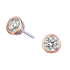 Legend Sterling Silver Rose Gold Bezel Earrings