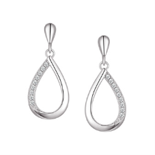 Legend Sterling Silver Tear Drop C/Z Earrings