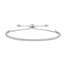 Legend Sterling Silver 2mm Adjustable C/Z Tennis Bracelet
