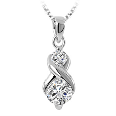 Legend Sterling Silver Double Crystal Pendant