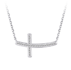 Sterling Silver sideways cross with c/z