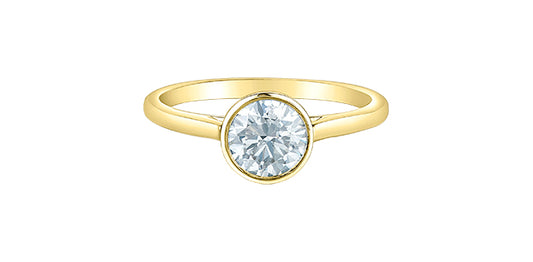14K Yellow Gold Bezel Set Lab Grown Solitaire