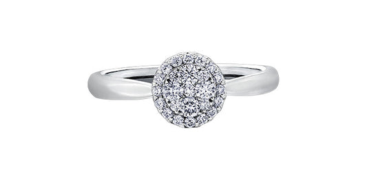 14K White Gold Multi Stone Round Solitaire