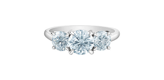 14K White Gold 3 Stone Lab Grown Diamond Ring