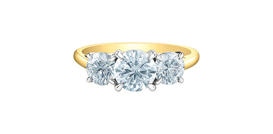 14K Yellow Gold 3 Stone Lab Grown Diamond Ring