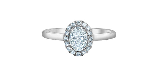 14K White Gold Lab Grown Diamond Oval Halo