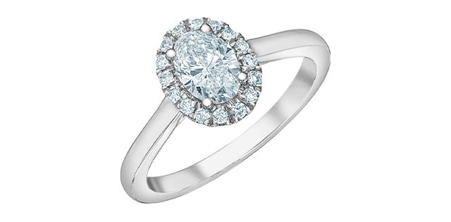 14K White Gold Lab Grown Diamond Oval Halo