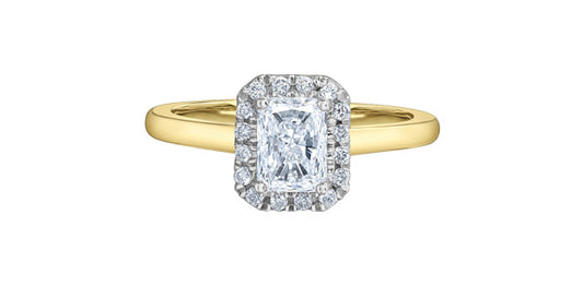 14K Yellow Gold Radiant Halo