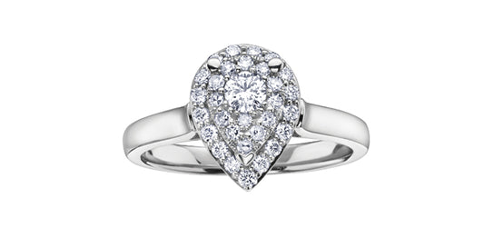 10K White Gold Multi Stone Pear