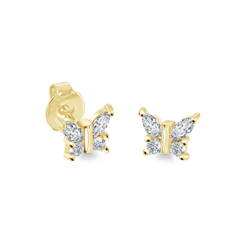 Stainless steel Mini Butterfly Cz Earrings