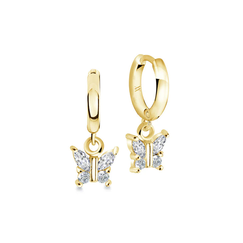 Stainless steel Mini Butterfly Cz Dangle Earrings