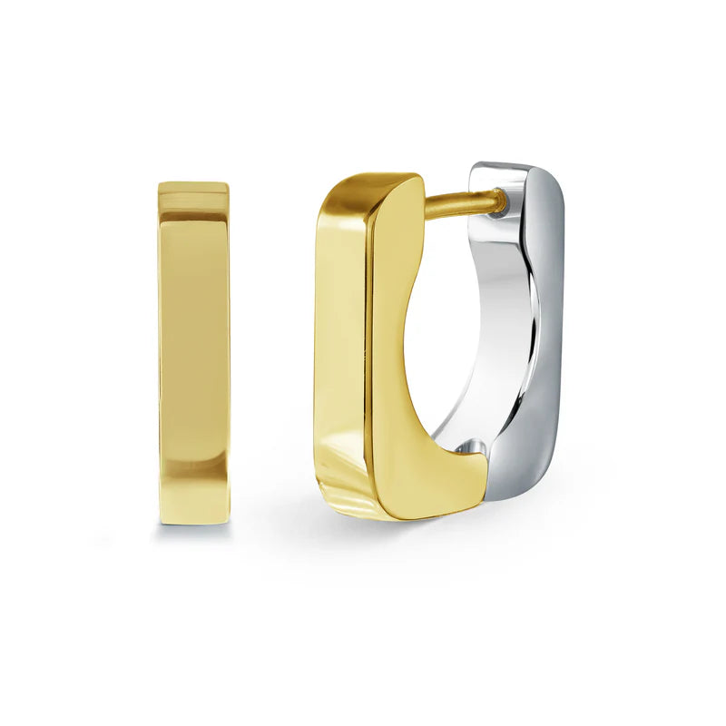 Stainless steel square 2-tone huggies