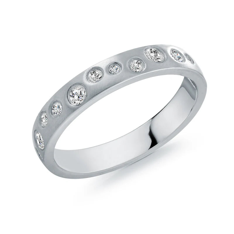 Stainless steel Multi Cz Asymetrical Ring