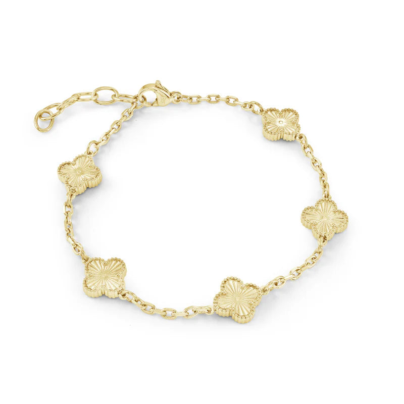Stainless steel gold-plated lucky clover bracelet