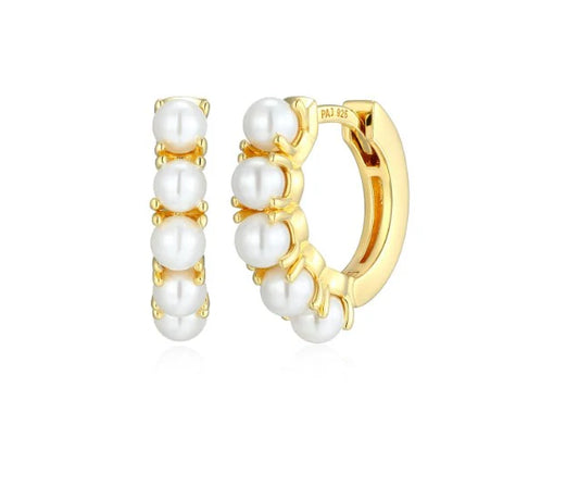 Pearl gold plated huggies