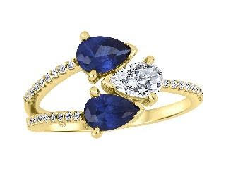 10K Yellow Gold Sapphire and Diamond Ring
