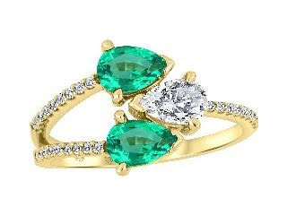 10k Yellow Gold Emerald and Diamond Ring