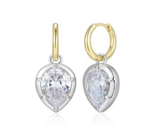 Two tone c/z earrings
