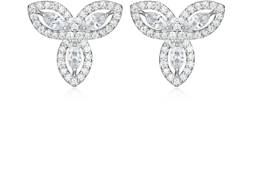 Three leaf c/z stoned earrings